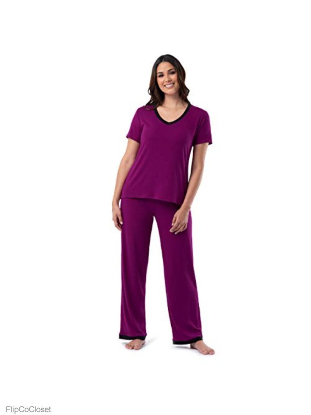 Women's 2 Piece Pajama Set Short Sleeve Tee & Straight Leg Pants Sleep Lounge